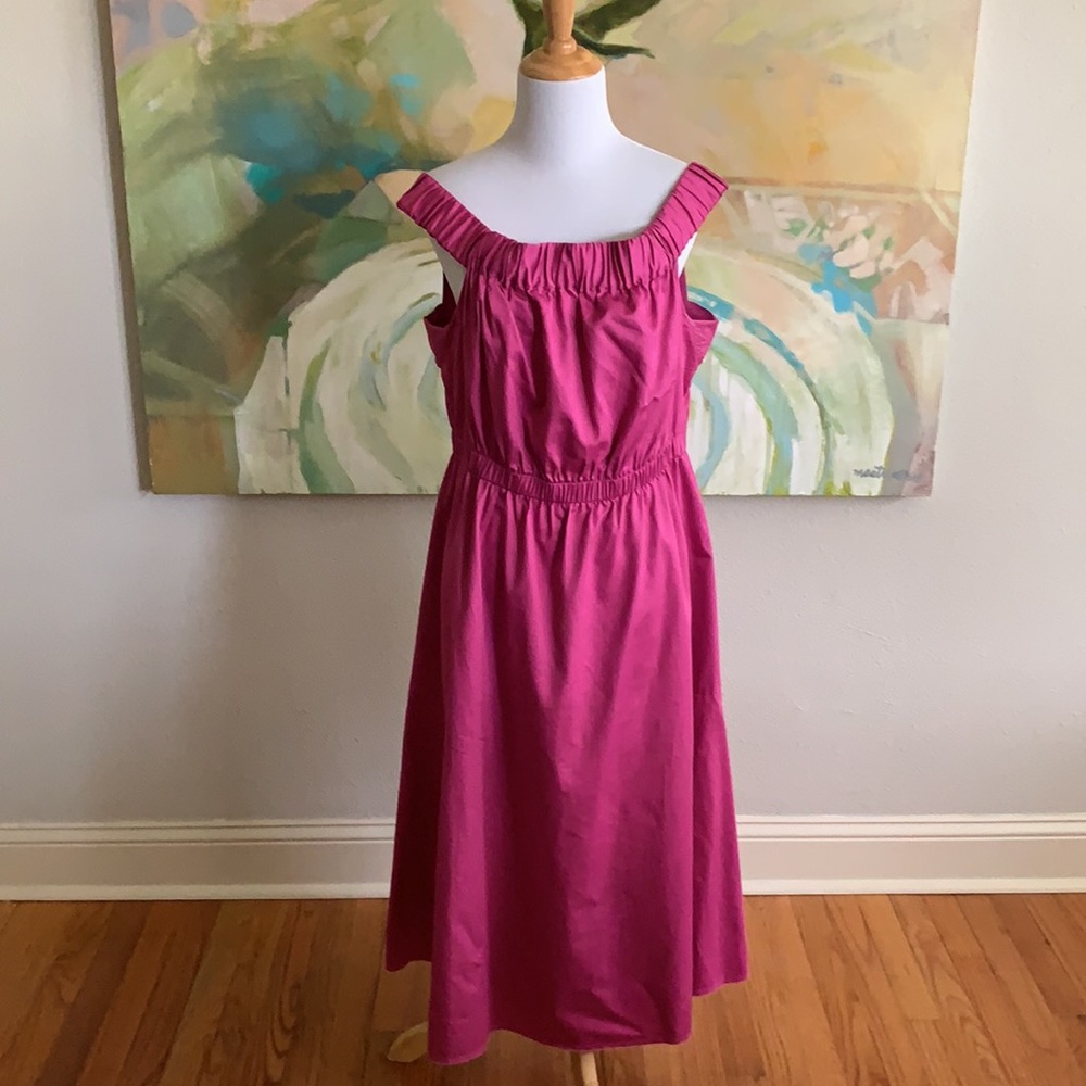 Anthro Maeve Mona Off The Shoulder Dress Pink size Large